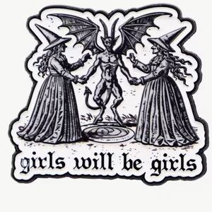 Gothic Pin with Witches and Demon